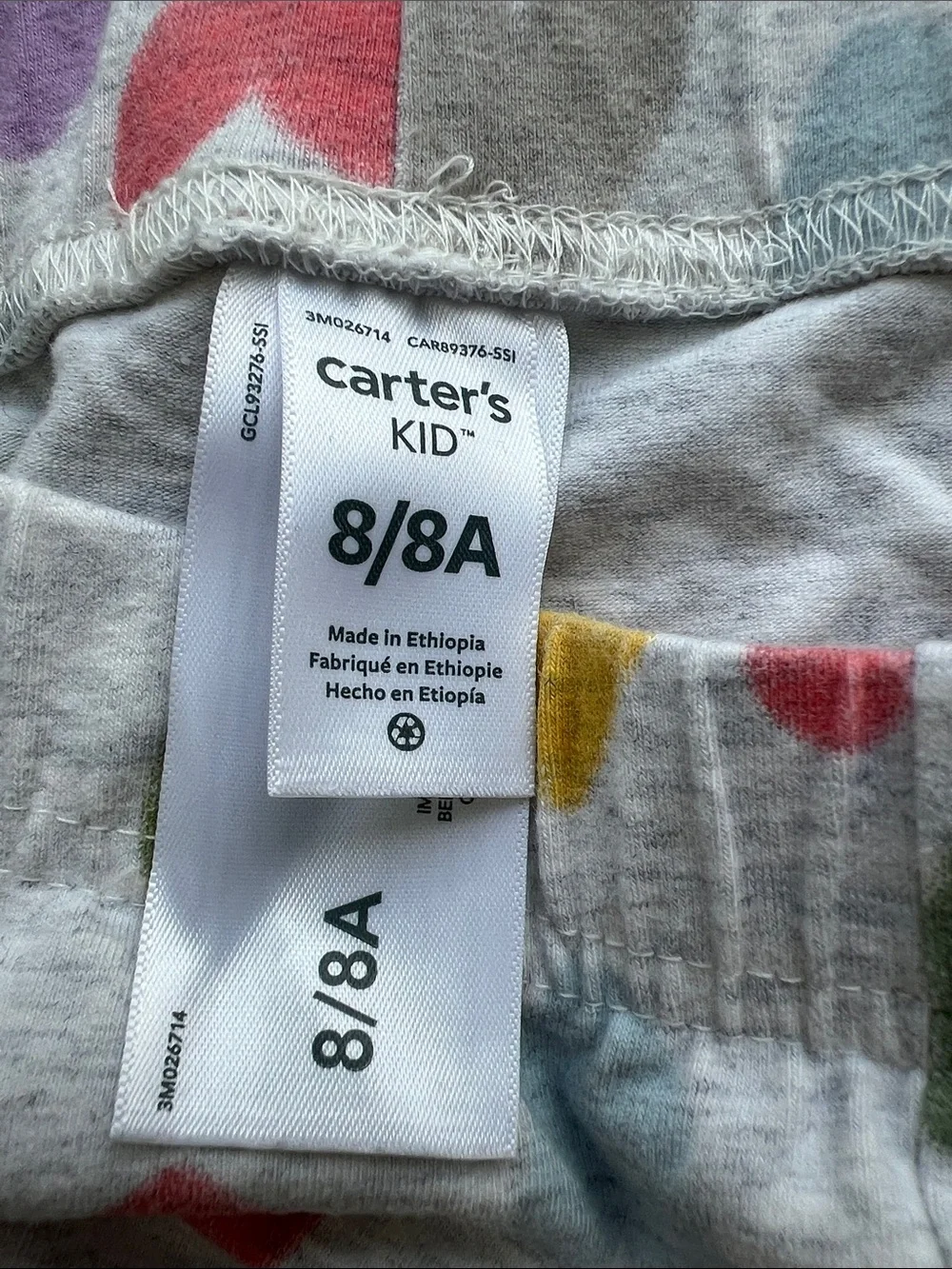 Carter's Heart Print Pajama Bottoms - Multicolor Hearts on Light Gray
